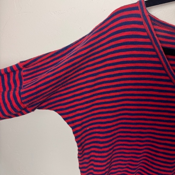 Madewell knit melody pocket tee long sleeves red navy striped medium - Picture 4 of 10